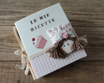 Ricettario shabby style personalizzabile con nome, decorato con dolcetto, idea regalo perfetta in ogni occasione