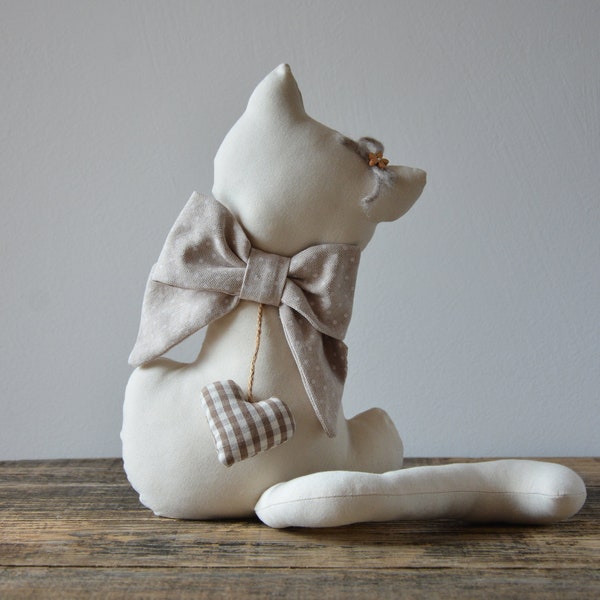 Gatto fermaporta in tessuto, personalizzabile  con nome, shabby country style