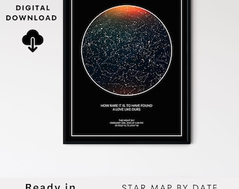 Konstellationskarte, Sternenkarte - Wohnkultur - Astronomie Geschenk für Sie, Ihn, Beste Freundin, Hochzeitsgeschenke, Geburtstag, Abschlussfeier, Besonderes Datum