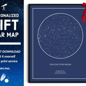 Art de la carte des étoiles du ciel nocturne - Décoration de salon - Cadeau pour couple, anniversaire, mariage, anniversaire de naissance, une étoile est née