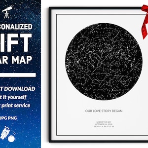 Carte des étoiles personnalisée - Cadeau céleste sur mesure - Impression numérique