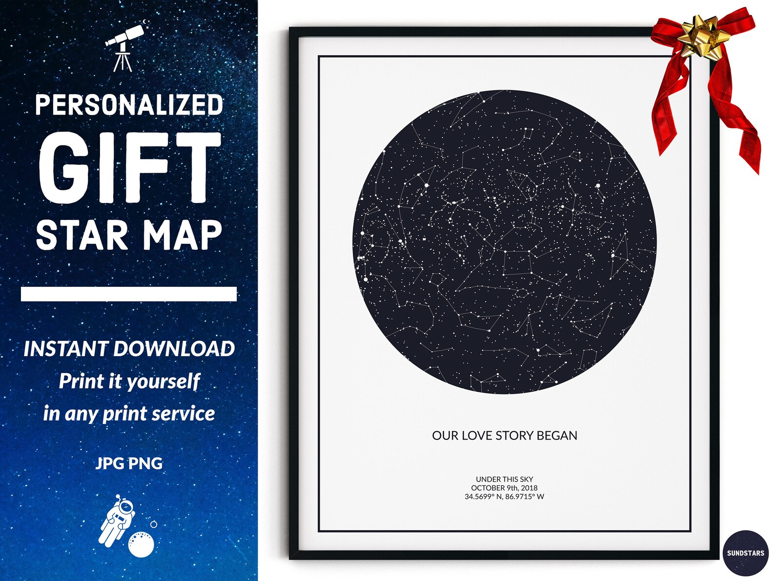 Custom Star Chart Celestial Map Home Decor Wall - Etsy
