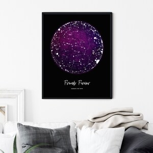 Carte de la constellation NUMÉRIQUE, cadeau d'anniversaire de 1 an personnalisé
