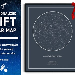Carte des étoiles personnalisée NUMÉRIQUE, cadeau de mariage personnalisé, date spéciale, cadeau de douche nuptiale pour garçons d'honneur, mariée, cadeau de jeunes mariés, affiche d'astronomie