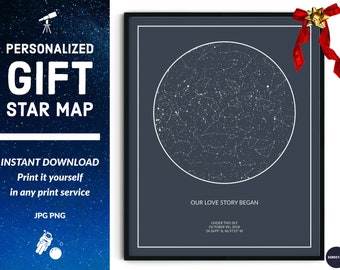 Personalisierte Sternenkarte DIGITAL, Geschenk für die Braut, Hochzeitsgeschenk, Astronomie, Astronomie Geschenk, Trauzeugin Geschenk für die Trauzeuge