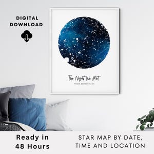 Impression ciel nocturne, cadeau personnalisé pour anniversaire, carte d'anniversaire, carte du ciel personnalisée, papier peint galaxie, art mural personnalisé, téléchargement numérique