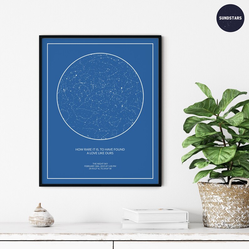 Star Map Print Custom by Date PRINTABLE Star Chart Astronomy - Etsy