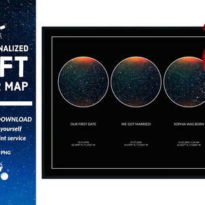 Mapa estelar personalizado DIGITAL - Decoración de pared con estrellas galácticas - Regalos únicos para suegra