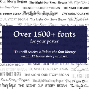 K&ouml;nnte beinhalten: Ein blauer Hintergrund mit wei&szlig;em Text, der "&Uuml;ber 1500+ Schriftarten f&uuml;r Ihr Poster" lautet. Der Text "Sie erhalten einen Link zur Schriftartenbibliothek innerhalb von 12 Stunden nach dem Kauf." ist ebenfalls in wei&szlig;em Text enthalten.