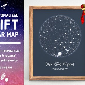 Mapa del cielo nocturno DIGITAL, Decoración moderna para dormitorio, Regalo sentimental para mamá, Póster de astronomía galáctica, Idea de regalo para el día de la madre, Tarjeta de aniversario