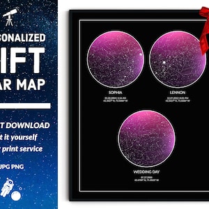 Carte des étoiles - décorations galaxie, cadeau d'anniversaire pour les parents TÉLÉCHARGEMENT NUMÉRIQUE