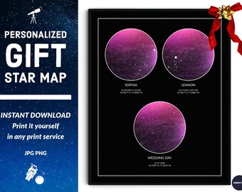 Star map - Galaxy decorations, Anniversary gift for parents DIGITAL DOWNLOAD