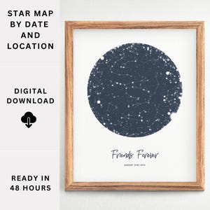 Impresión digital personalizada de mapa estelar: idea de regalo única para el Día de la Madre: arte mural personalizado