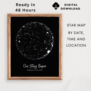 Carte personnalisée du ciel nocturne NUMÉRIQUE, cadeau de fête des mères d'une fille ou d'un fils