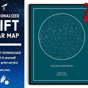 Carte de la constellation, impression minimaliste, cadeaux de joyeux anniversaire, cadeau de la Saint-Valentin, cadeau sentimental pour petit ami, petite amie, carte du ciel NUMÉRIQUE