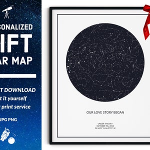 Carte des étoiles à imprimer, Décès d'un enfant, Cadeau de sympathie personnalisé, Perte de mémoire affectueuse d'un bébé mort-né, Carte des étoiles par date et lieu