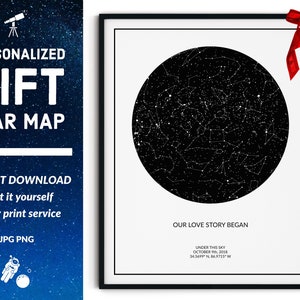 Carte des étoiles par date, cadeau personnalisé pour un ami, cadeau pour colocataire, téléchargement immédiat