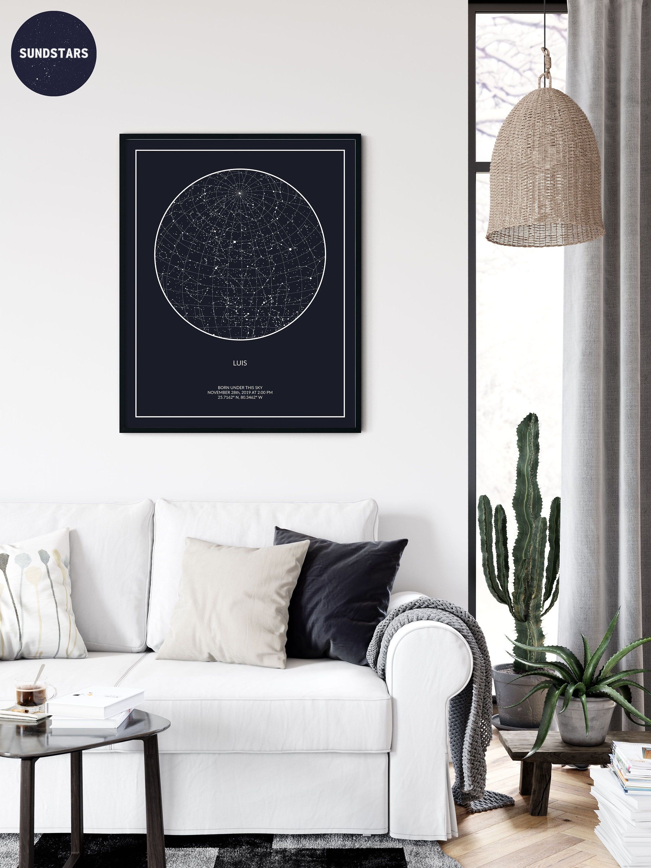 Star Map Custom Print by Date PRINTABLE Star Chart Poster Etsy