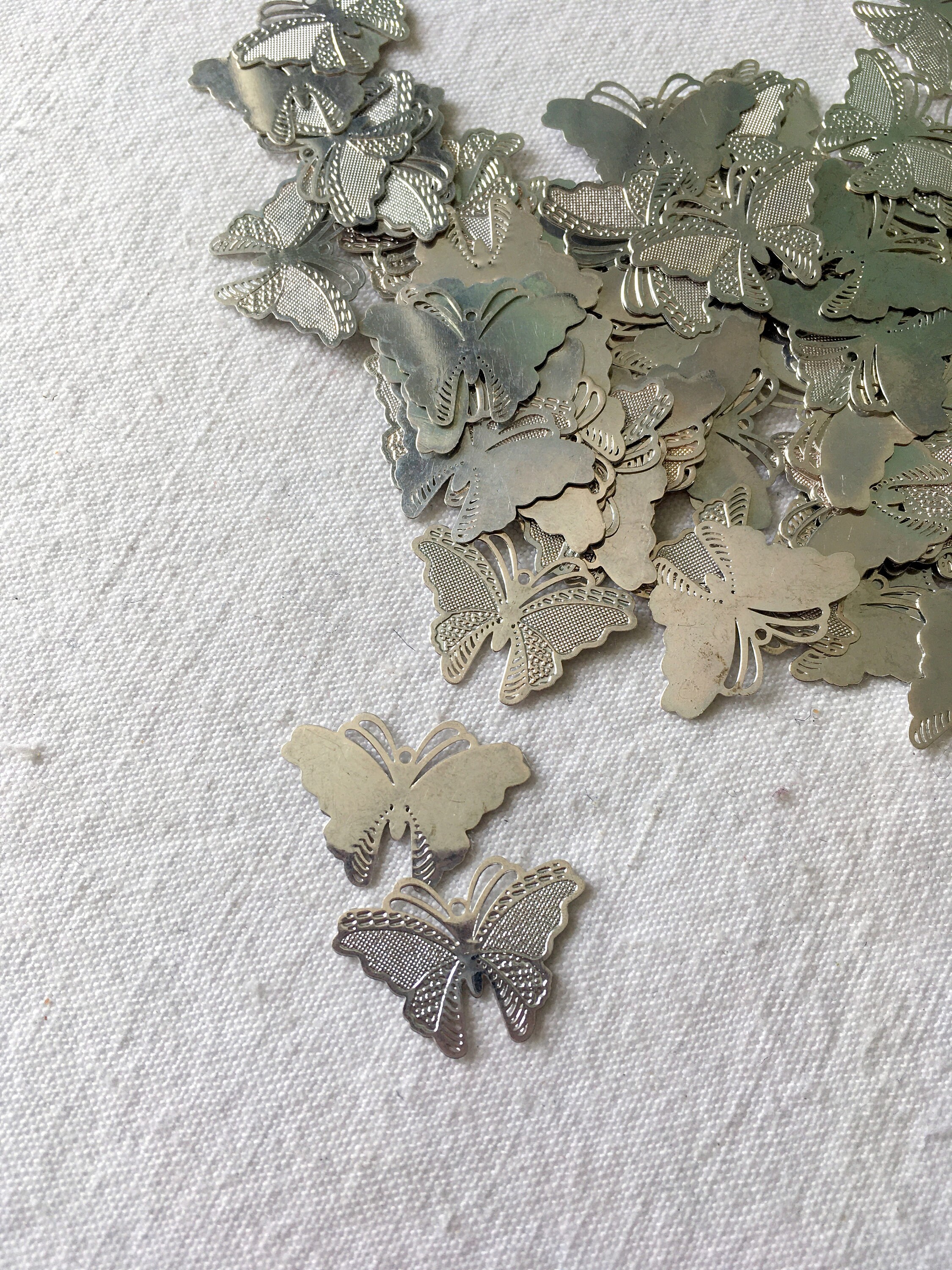 2 Silver Metal Butterflies. Laser Flat Butterflies Watermark Etsy