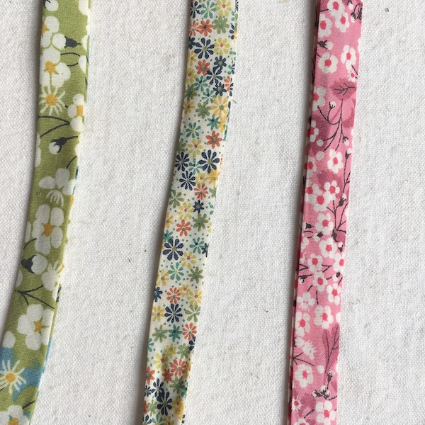 50cm of true Liberty bias binding, Rania model, pink Valeria or green Mitsi. Bias 10mm with flowers for sewing. Liberty of London, cotton