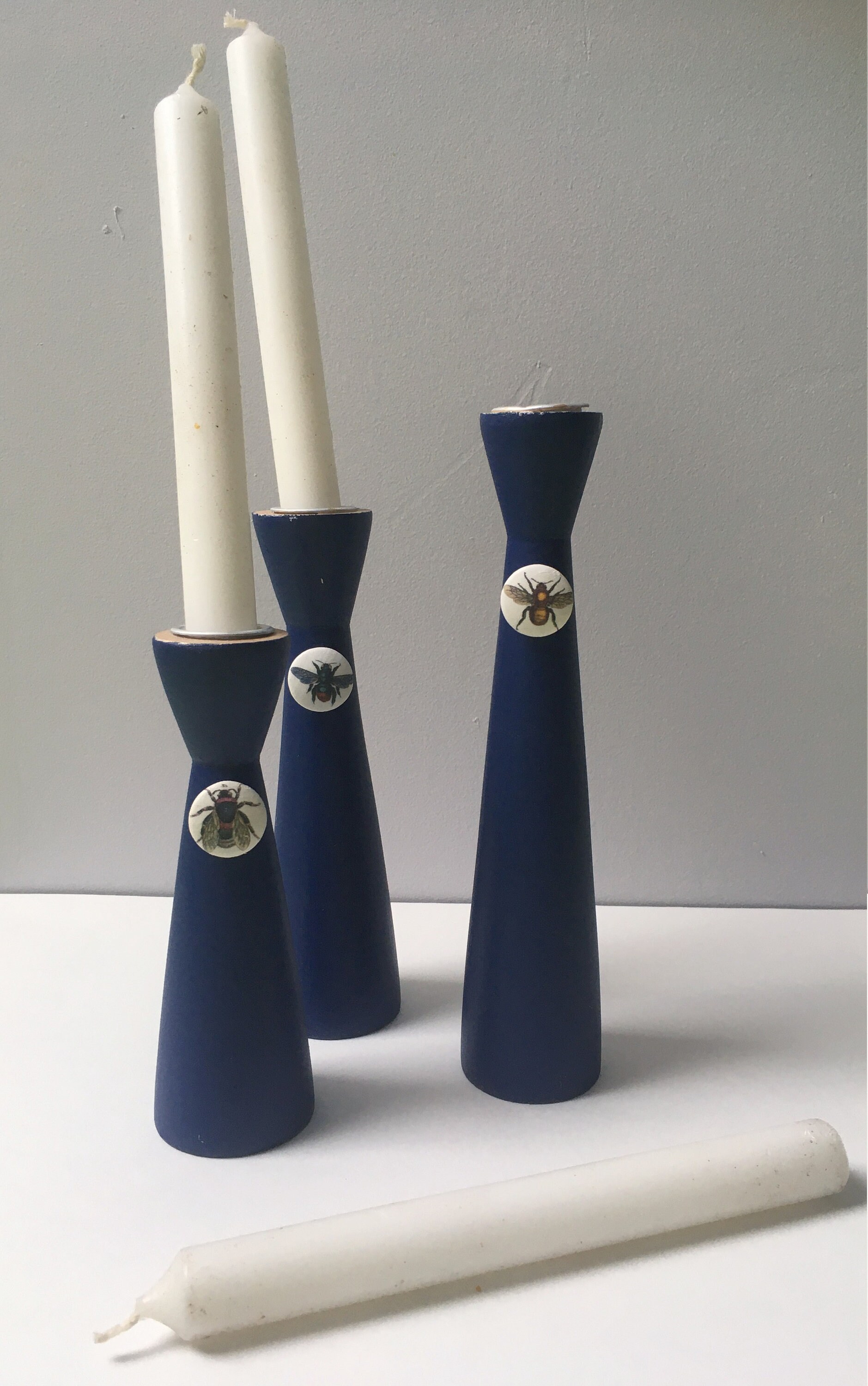 Lot de 3 Bougoirs Artisanaux. Boigeoirs à Cierges, Bougies Longues, Esprit Cabinet Curiosités. Bouge