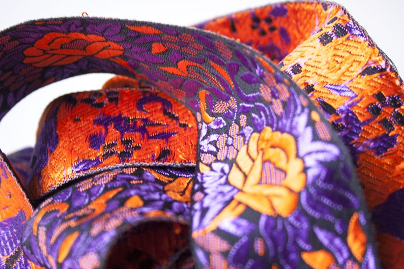Ruban tissé indien fleuri de couleur multicolore, 5 cm x 50 cm, fourniture de couture et mercerie image 3