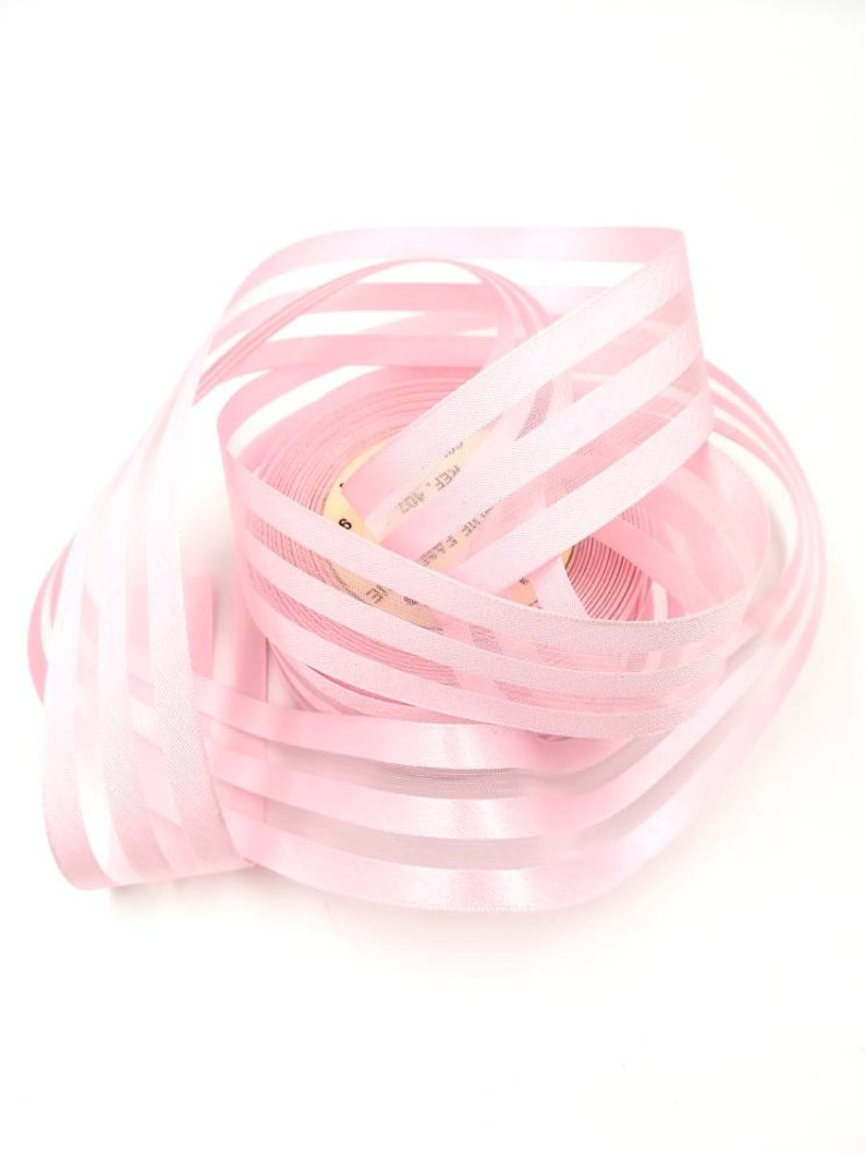 Organdy ribbon in black, white and pink, 4 cm x 100 cm, sewing and haberdashery supplies image 4