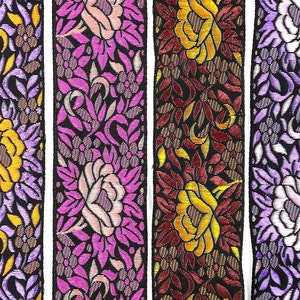 Ruban tissé indien fleuri de couleur multicolore, 5 cm x 50 cm, fourniture de couture et mercerie image 1