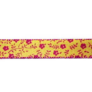 Ruban Satin Double Face Fleuri de couleur Rose et Jaune 1 cm x 100 cm, fourniture de couture et mercerie image 2