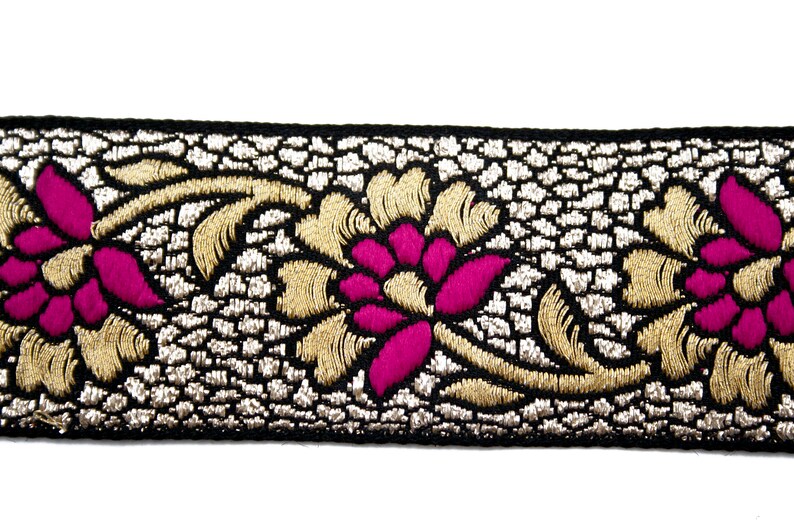 Indian Jacquard Ribbon in Polyester Cotton With Floral Pattern Etsy