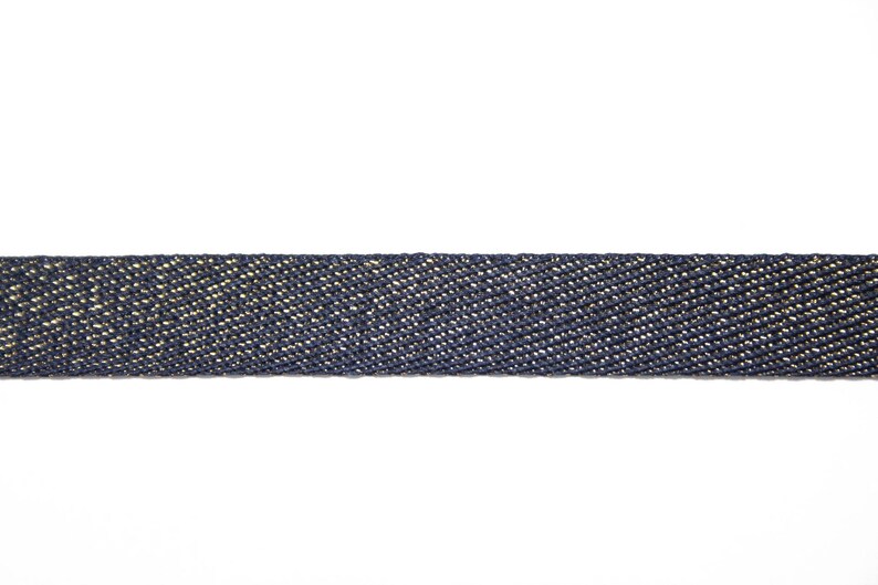Jeans effect ribbon blue and gold color sewing and haberdashery supplies 1 cm x 100 cm
