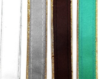 Ruban, Satin, Blanc, Gris, Marron, Vert, Lurex, Argenté, Doré 1,8 cm x 100 cm