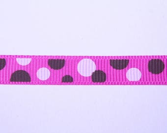 Pink dotted ribbon, 1 cm x 100 cm, sewing and haberdashery supplies