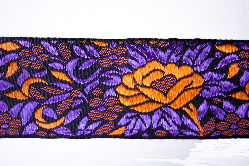 Ruban tissé indien fleuri de couleur multicolore, 5 cm x 50 cm, fourniture de couture et mercerie image 2