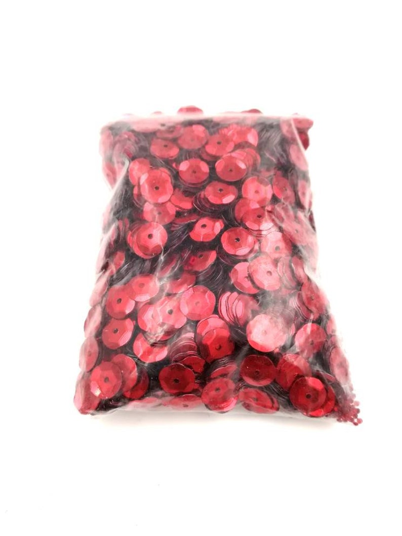 Paillette, sequin à coudre rouge, vert, rose et fuchsia, 7mm, Sachet 25g image 2