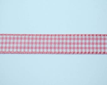 Ribbon gingham Rose 1 cm x 1 meter