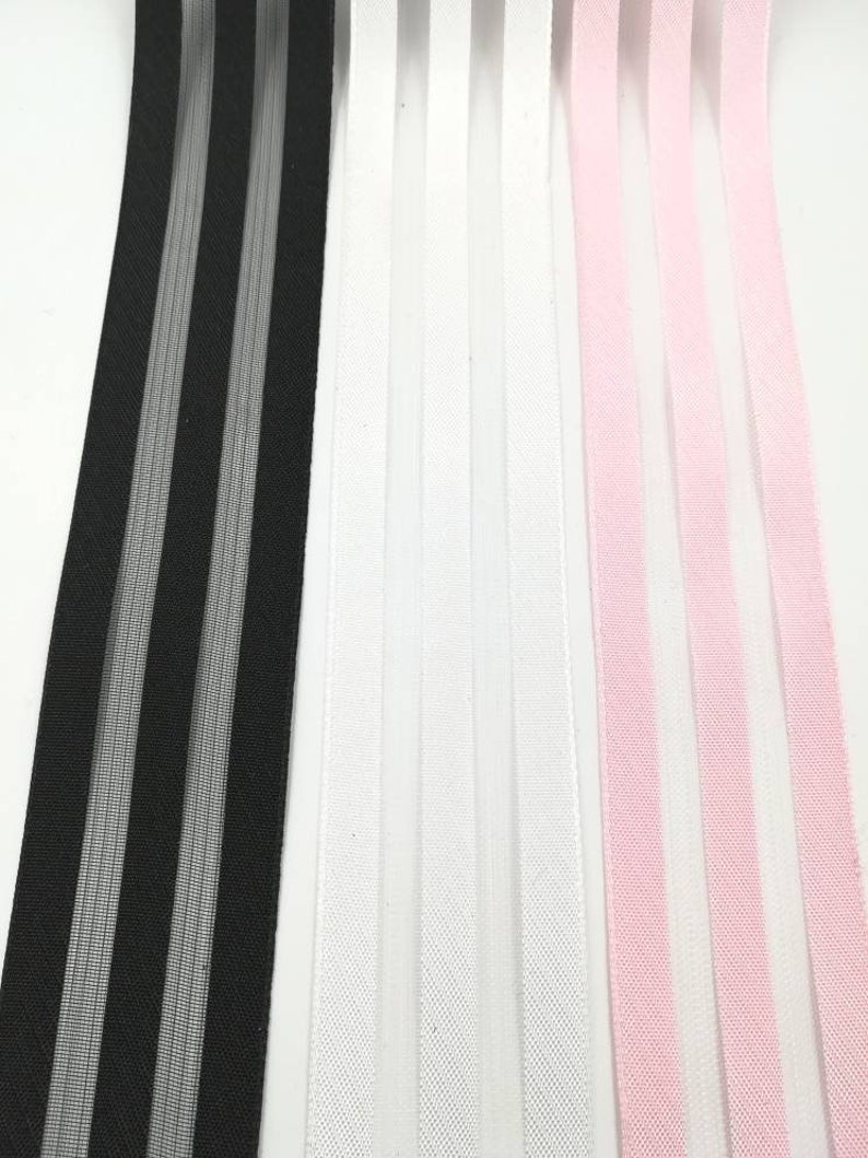 Organdy ribbon in black, white and pink, 4 cm x 100 cm, sewing and haberdashery supplies image 1
