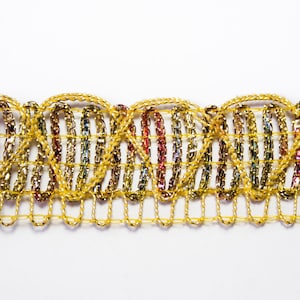 Galon indien de couleur doré et multicolore, 2,4 cm x 100 cm, fourniture de couture et mercerie