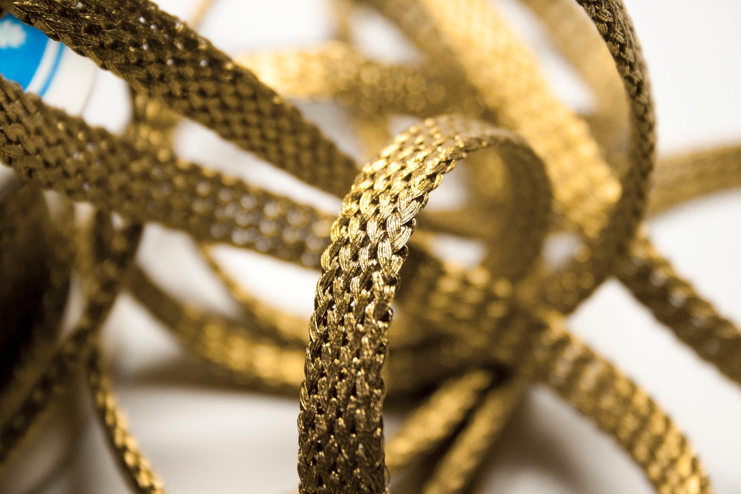 Double-sided Braided Ribbon in Gold and Silver Colors, 1 Cm X 100 Cm ...