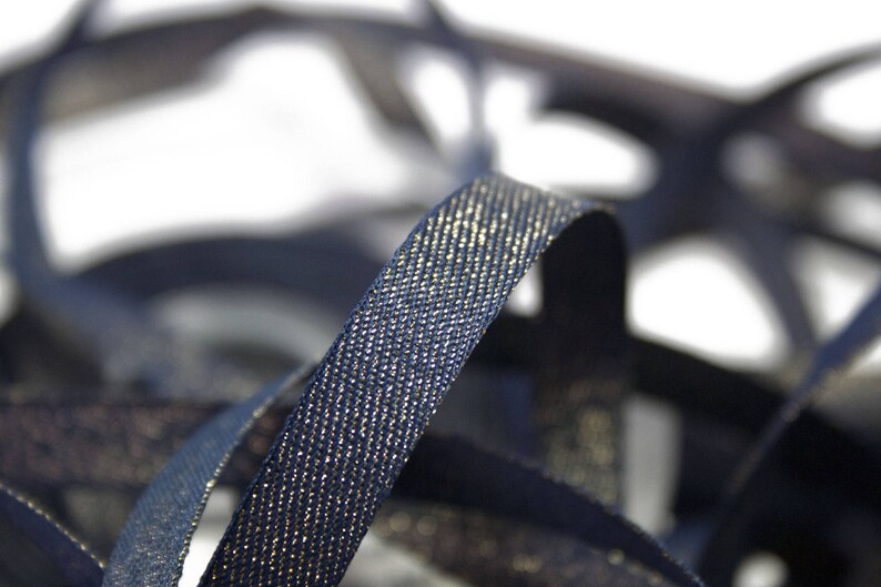 Jeans effect ribbon blue and gold color sewing and haberdashery supplies 1 cm x 100 cm