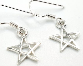 Sterling Silver Pentagram Earrings (925)
