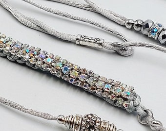 Silver Showlead with Shiny Silver Sparkle Rhinestone Beads