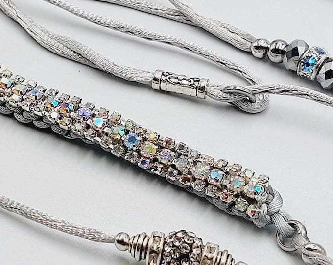 Silver Showlead with Shiny Silver Sparkle Rhinestone Beads