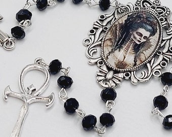Countess Báthory Rosary Vampire Ankh Necklace