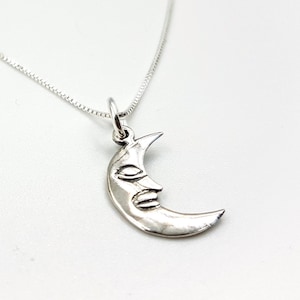Sterling Silver Moon Necklace (925) - occult silver 925 gothic crescent moon phase witch earrings sleeping mister moon gift salem witchy