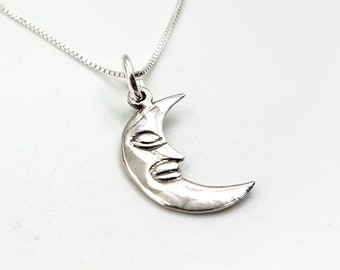 Sterling Silver Moon Necklace (925)