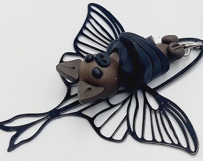 Moon Moth Sleeping Bat Earrings