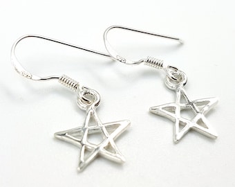 Sterling Silver Pentagram Earrings (925)