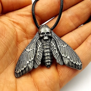 Death&#39;s-head Hawkmoth Pendant - skull moth necklace butterfly Acherontia night creature gothic necklace