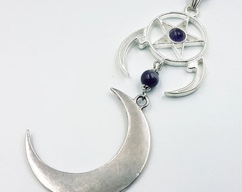 Crescent Moon Pentagram Necklace